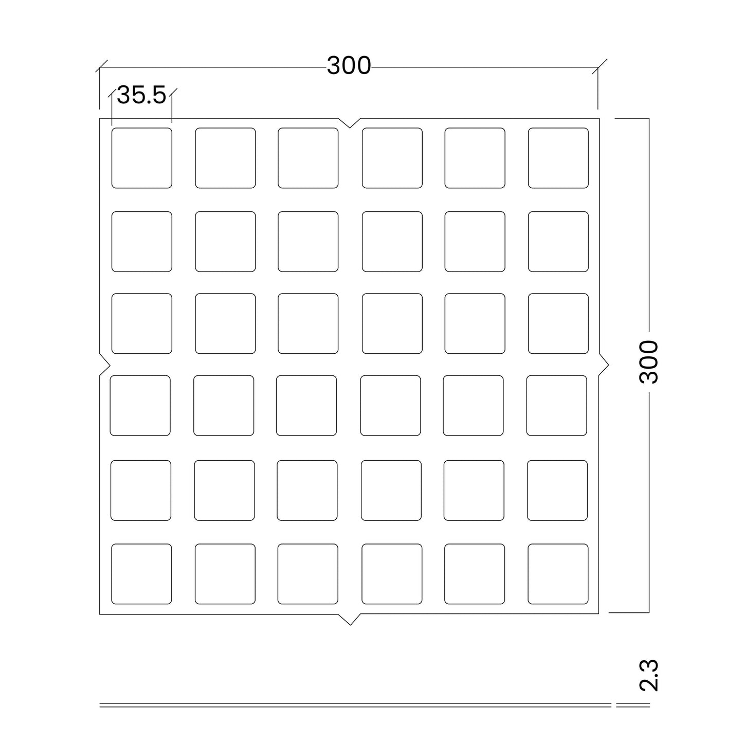 Installation Template – Flat-Back TGSI 300 mm × 300 mm