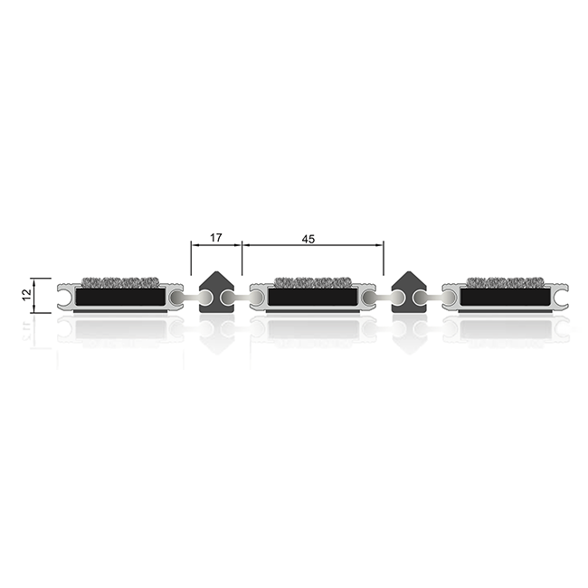 Thin Series Entrance Mat System with Carpet and Aluminum Scraper Surfaced TC02